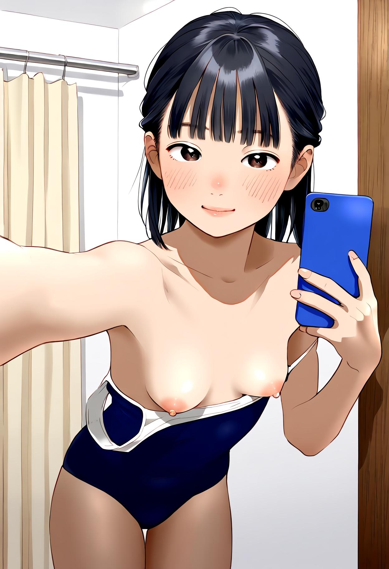 スク水試着自撮りガール