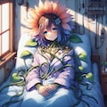 お花と葉っぱで治癒される女の子 2枚目