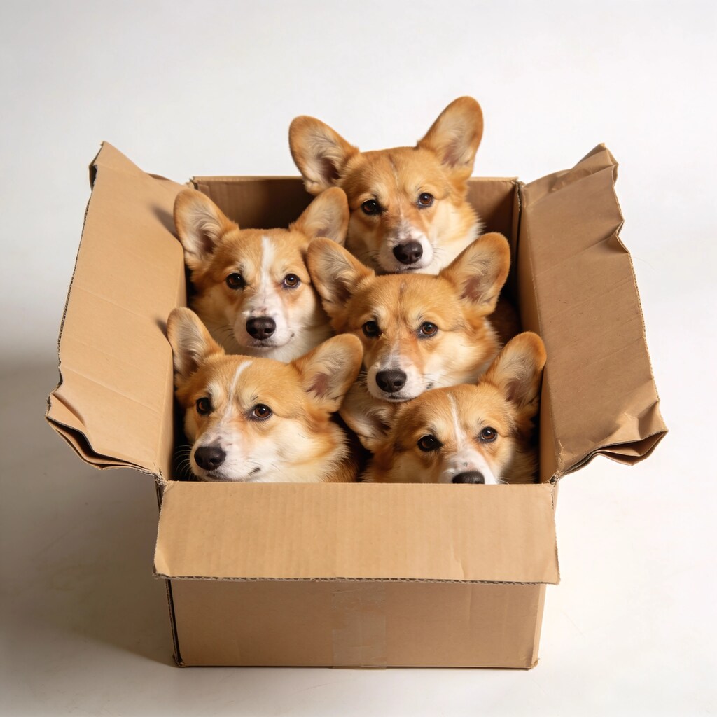 Corgi Bursting from the Cardboard Tunnel