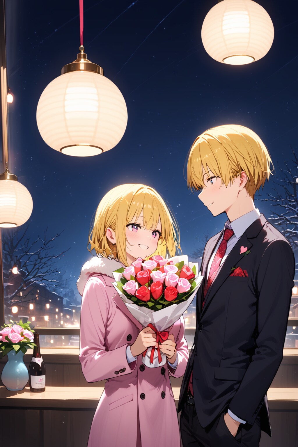 花束と笑顔