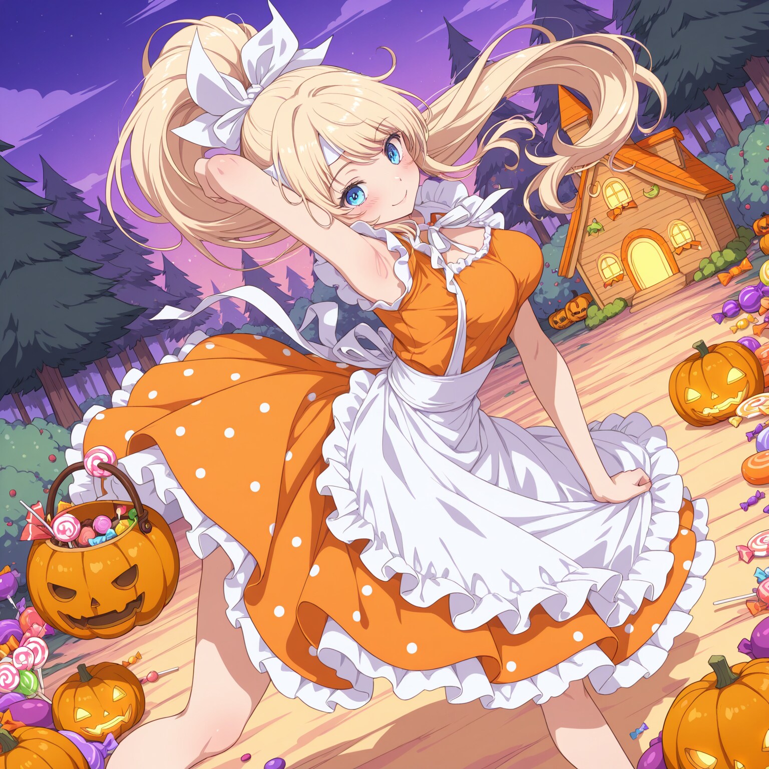 Halloweenエプロンとお菓子のおうち03 | の人気AIイラスト・グラビア