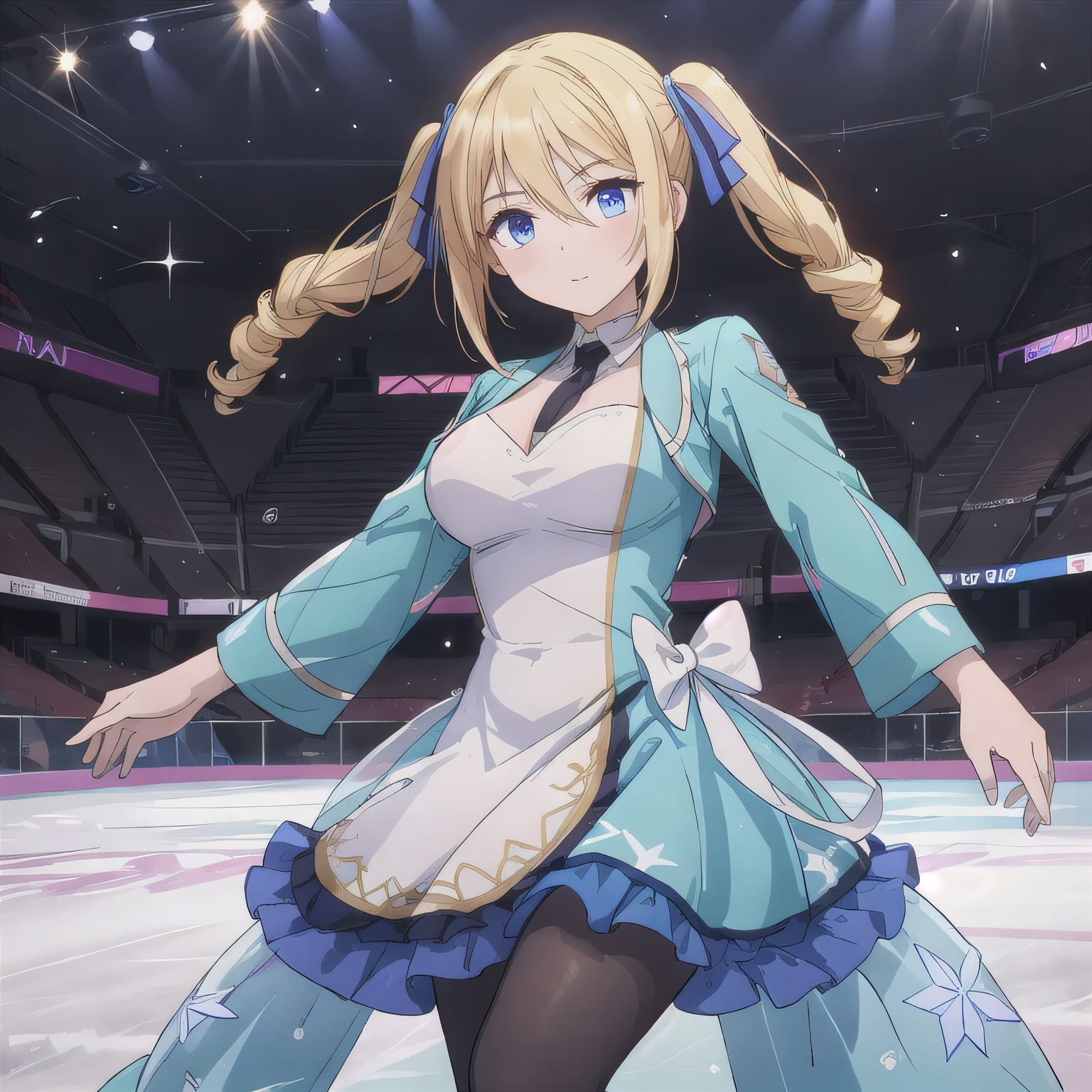 金髪ツインテでアイススケートの少女 | の人気AIイラスト・グラビア