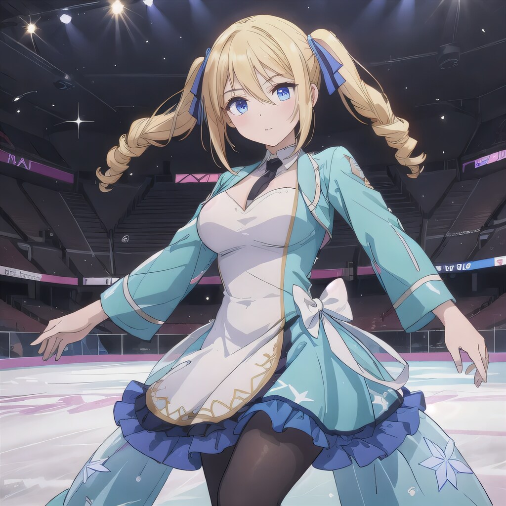 金髪ツインテでアイススケートの少女