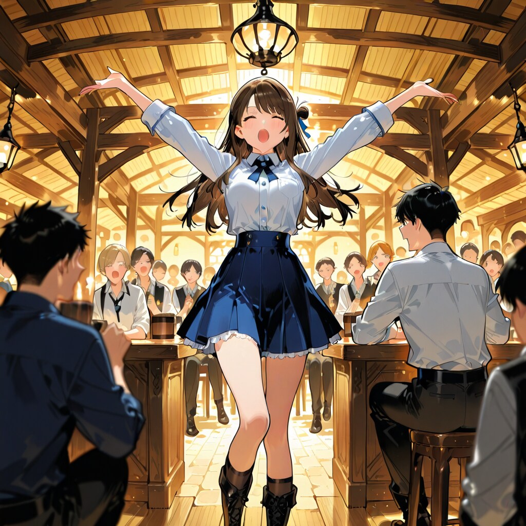 居酒屋で歌って踊る人々