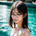 メガネ彼女とプール 6枚目