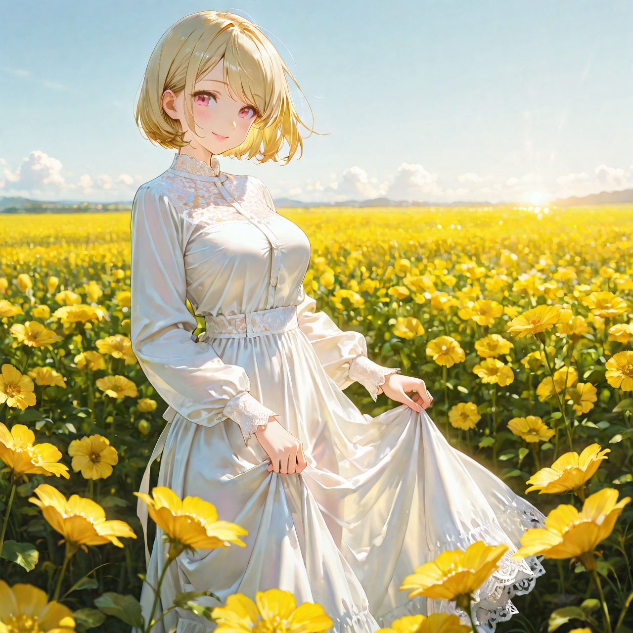 菜の花畑 | の人気AIイラスト・グラビア