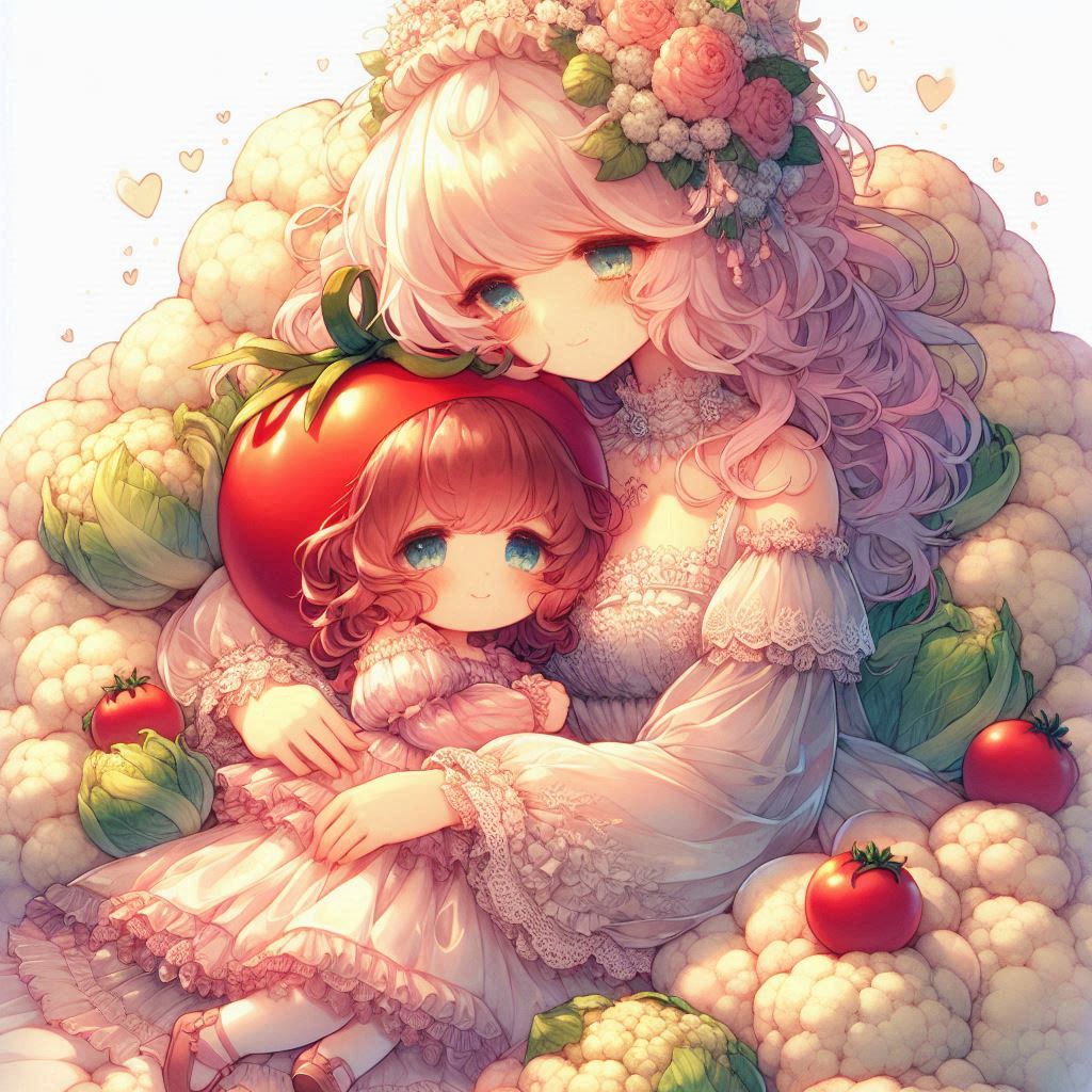 トマトちゃんとカリフラワーのお姉さん