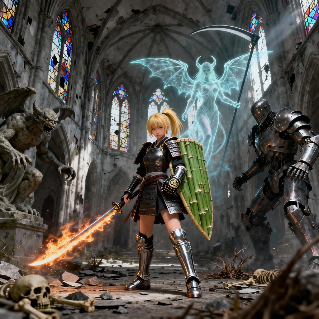 廃墟を探索する少女冒険者