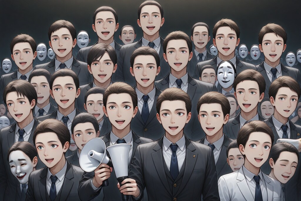 控え目に現れた能面衆