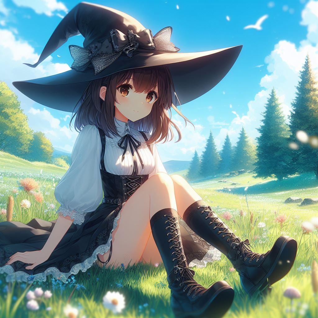 草原でくつろぐ見習い魔法使い🧙