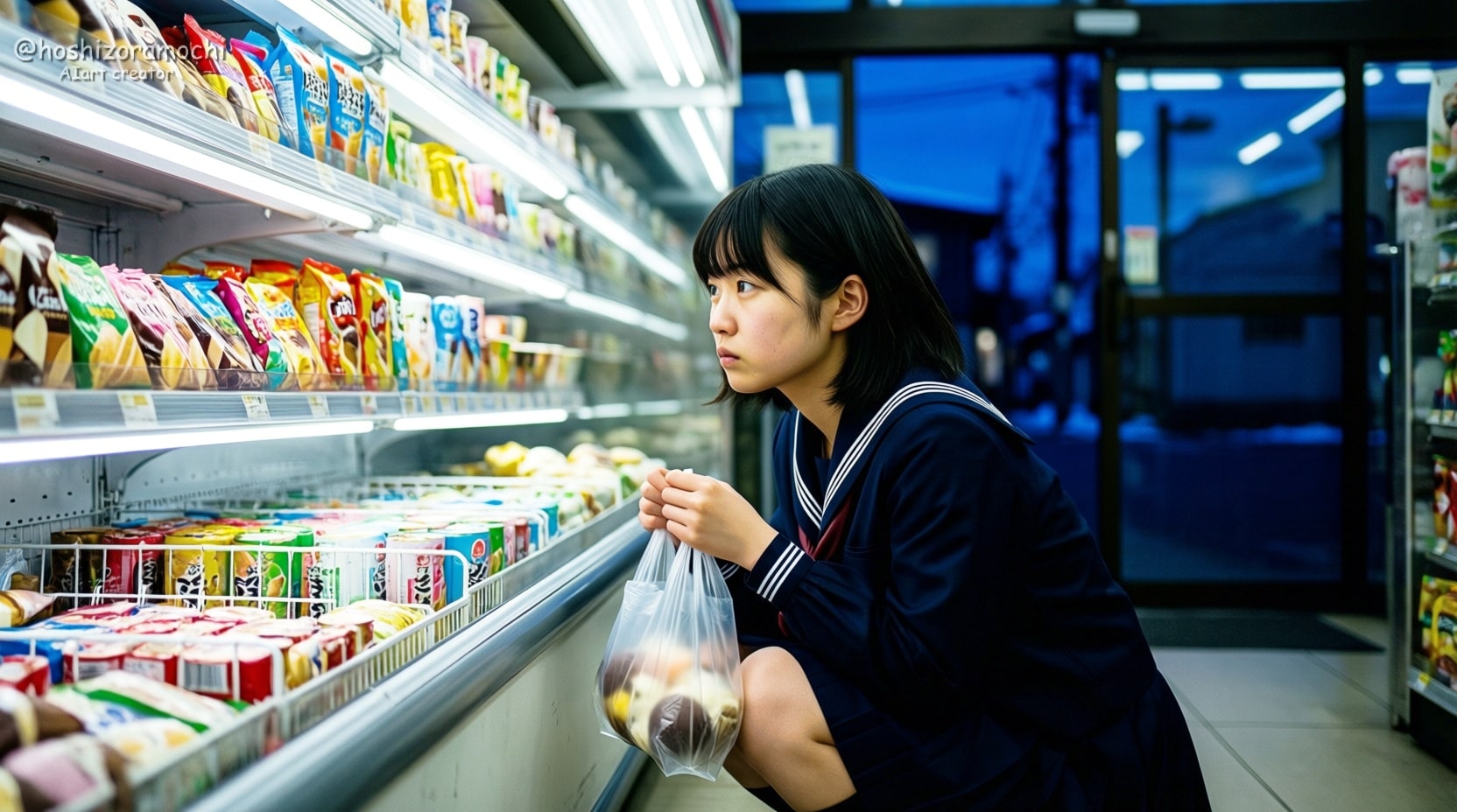 【寄り道の報酬、光る冷蔵庫と放課後の青】