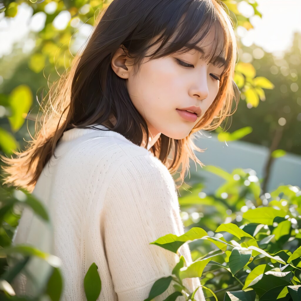 黒髪ロングでセーターの美女２０