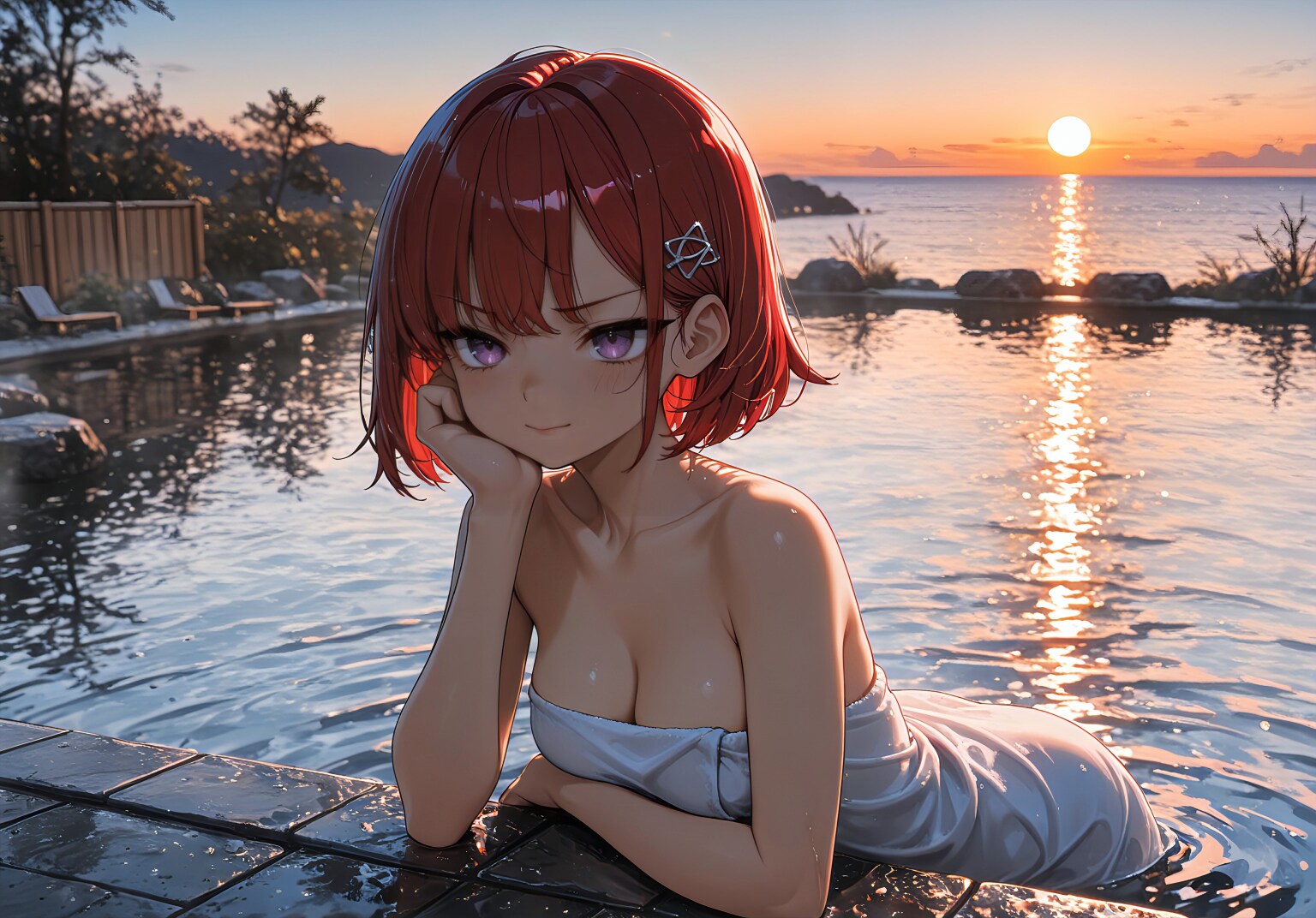 夕暮れ露天、束の間の安らぎ
