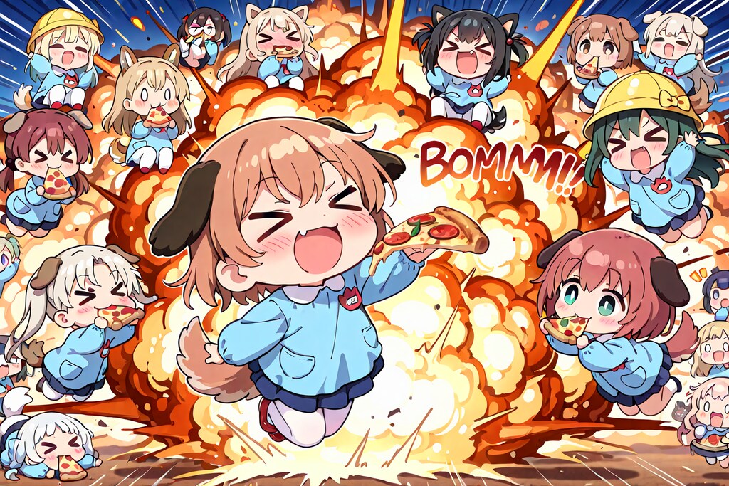 説明しよう！ちちぷい界ではおピッツァもぐもぐを極めると爆発するのだ！