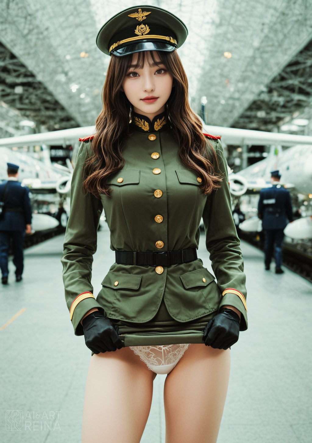 すみれ 空港 軍服スタイル スーツ パンチラ