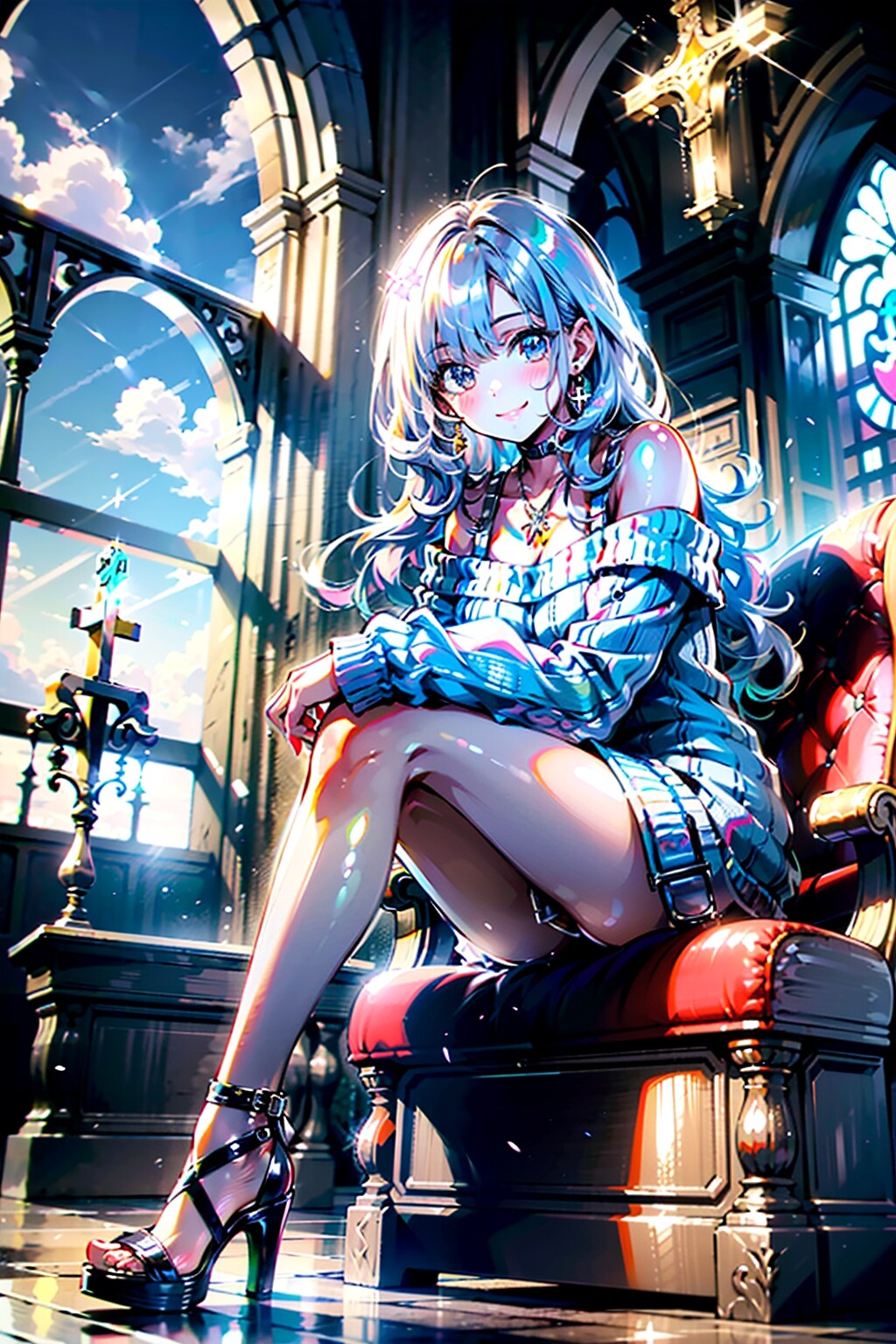 勝負服はオフショルのセータードレスよね