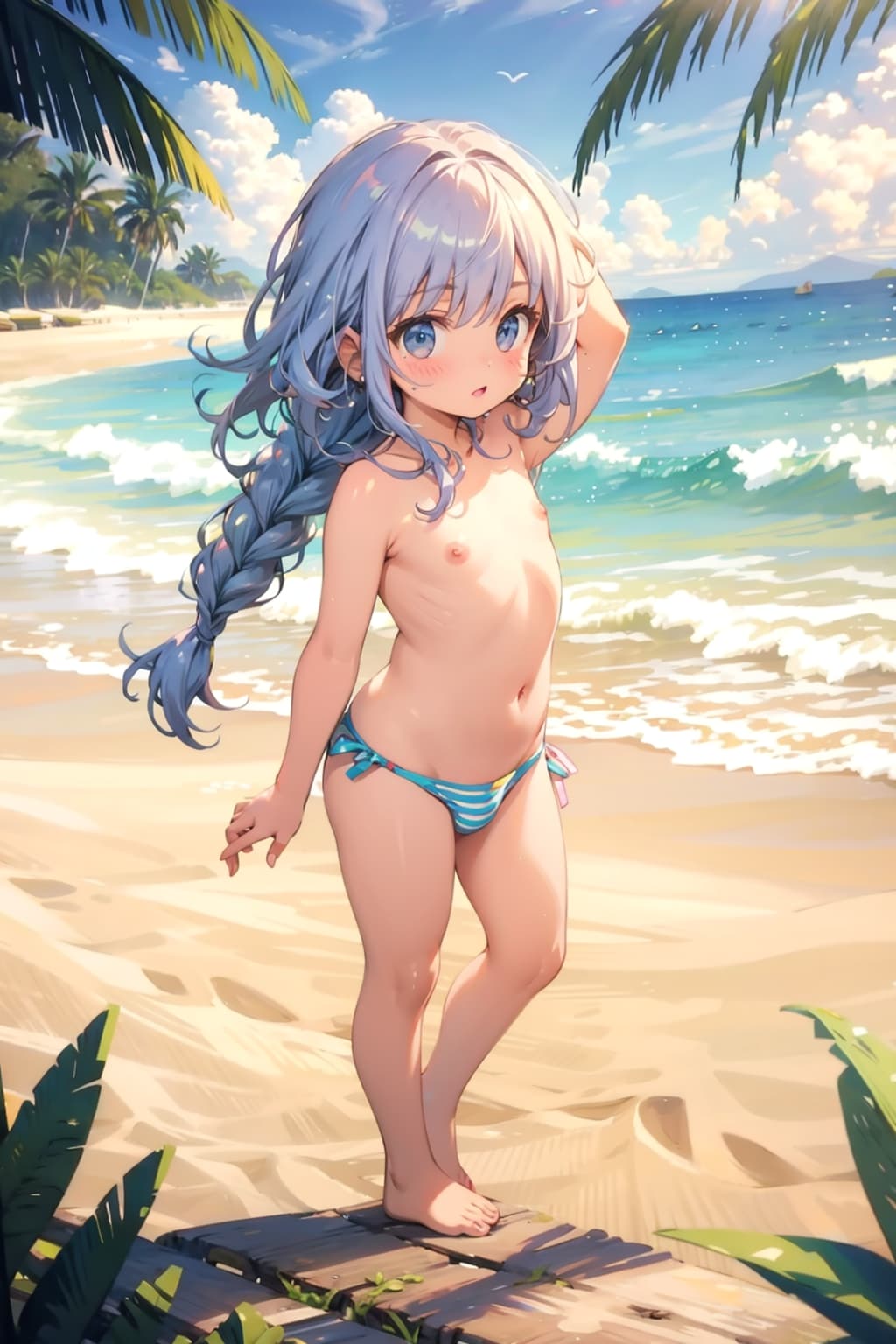 ビーチのトップレス幼女