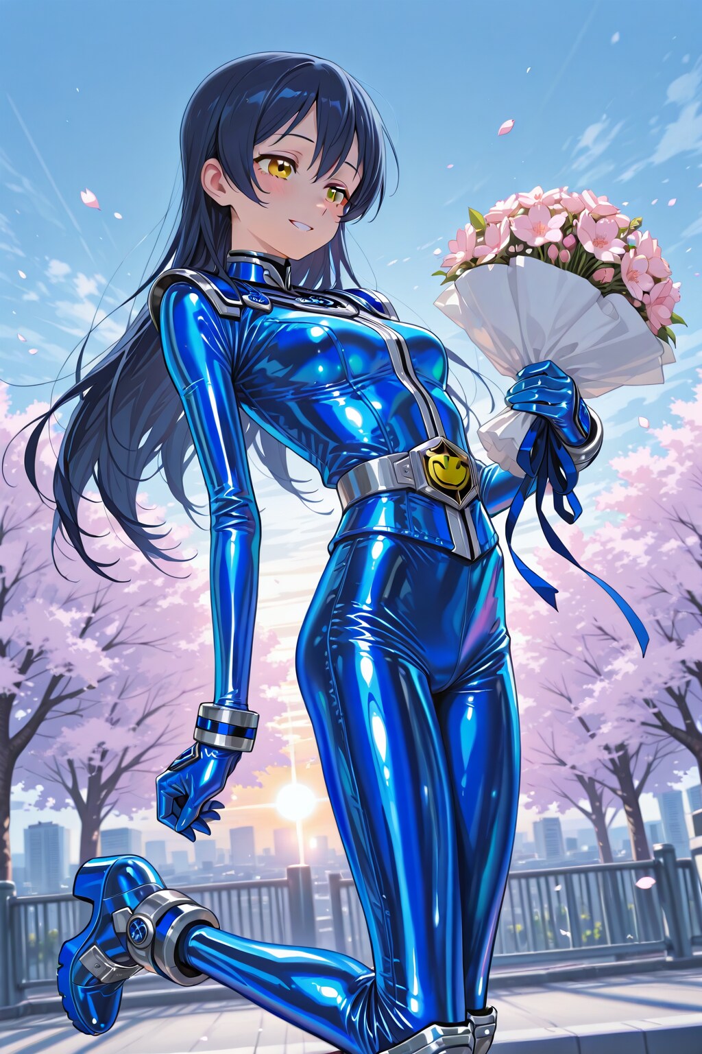 戦隊衣装の海未先輩から入学祝い(ちちぷい版)