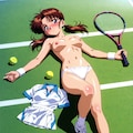 パンツ一丁で寝そべるテニス女子2 2枚目