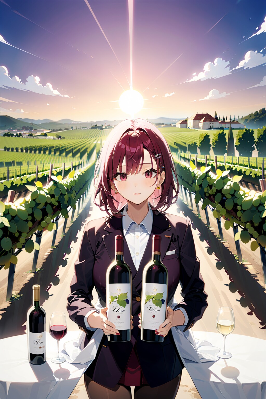 葡萄畑にてワインの試飲