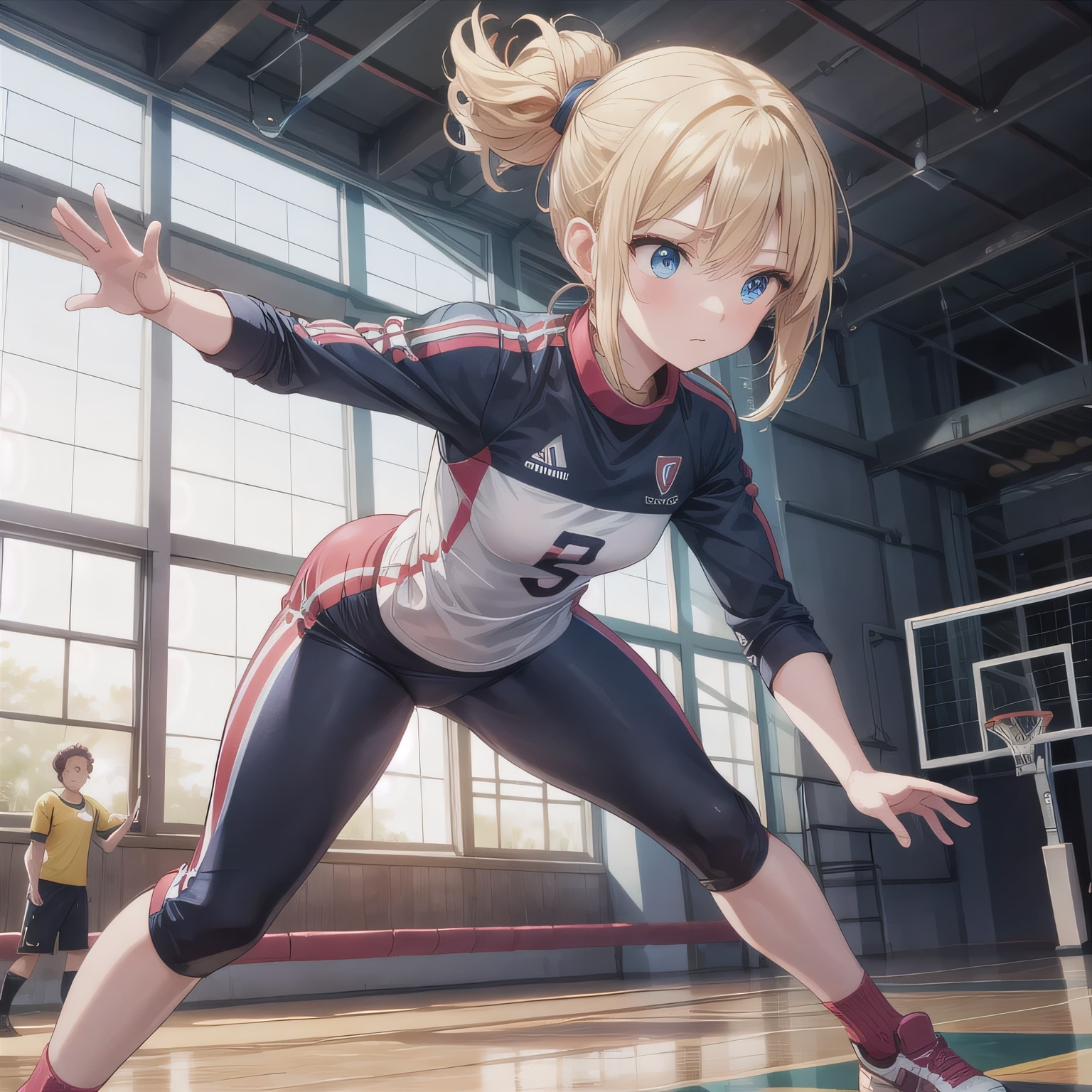 金髪ポニテでユニフォームの少女３ | の人気AIイラスト・グラビア