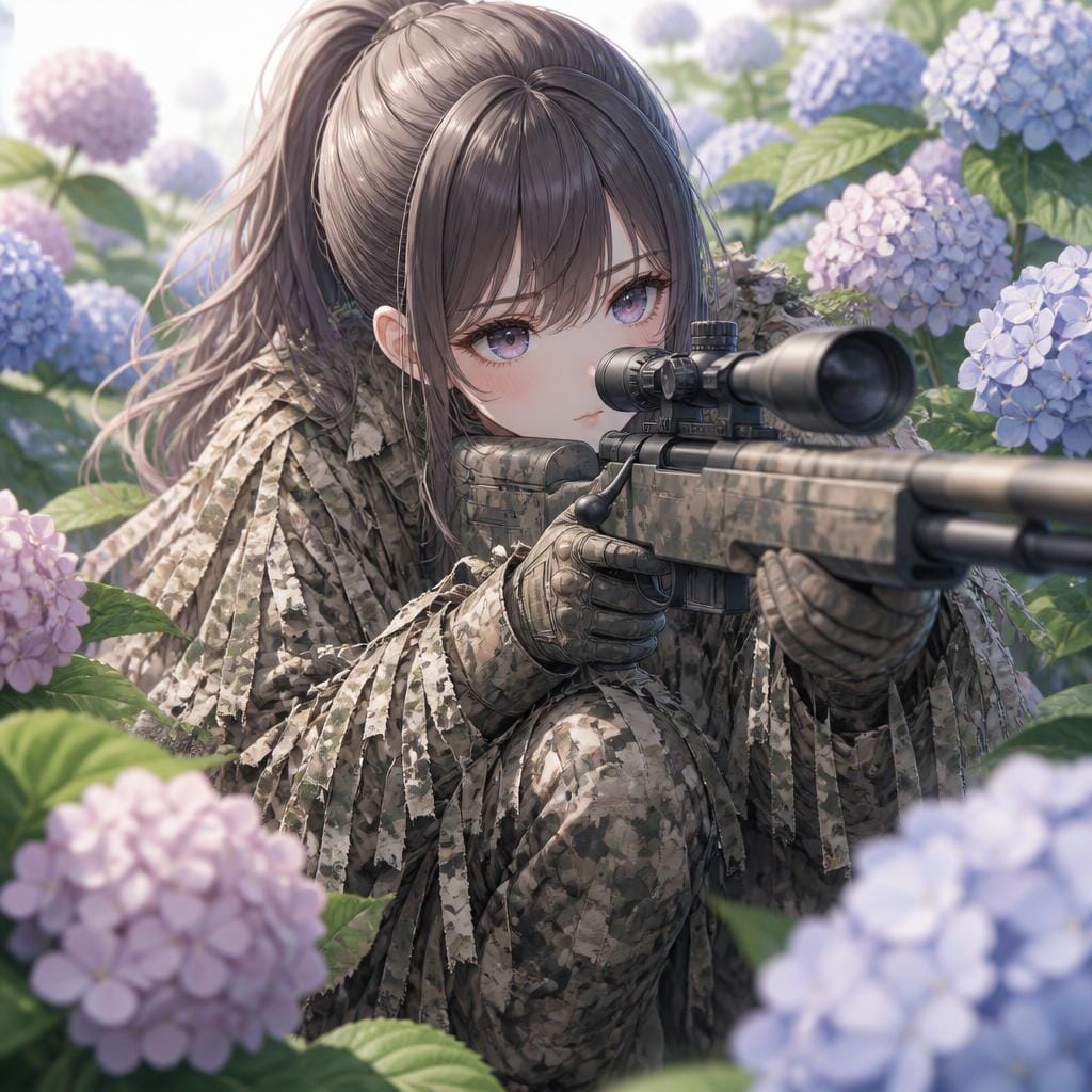 紫陽花畑で雉撃ち