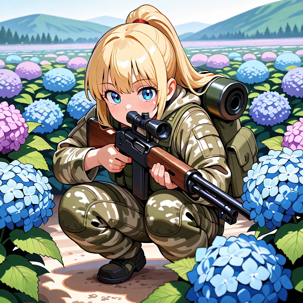 紫陽花畑で雉撃ち
