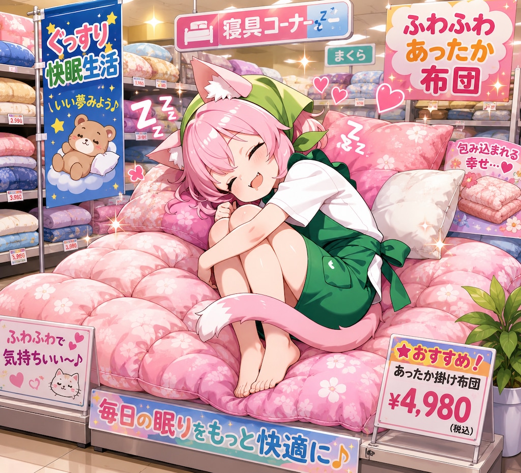 ねこを寝具売り場で働かせてはいけない！！