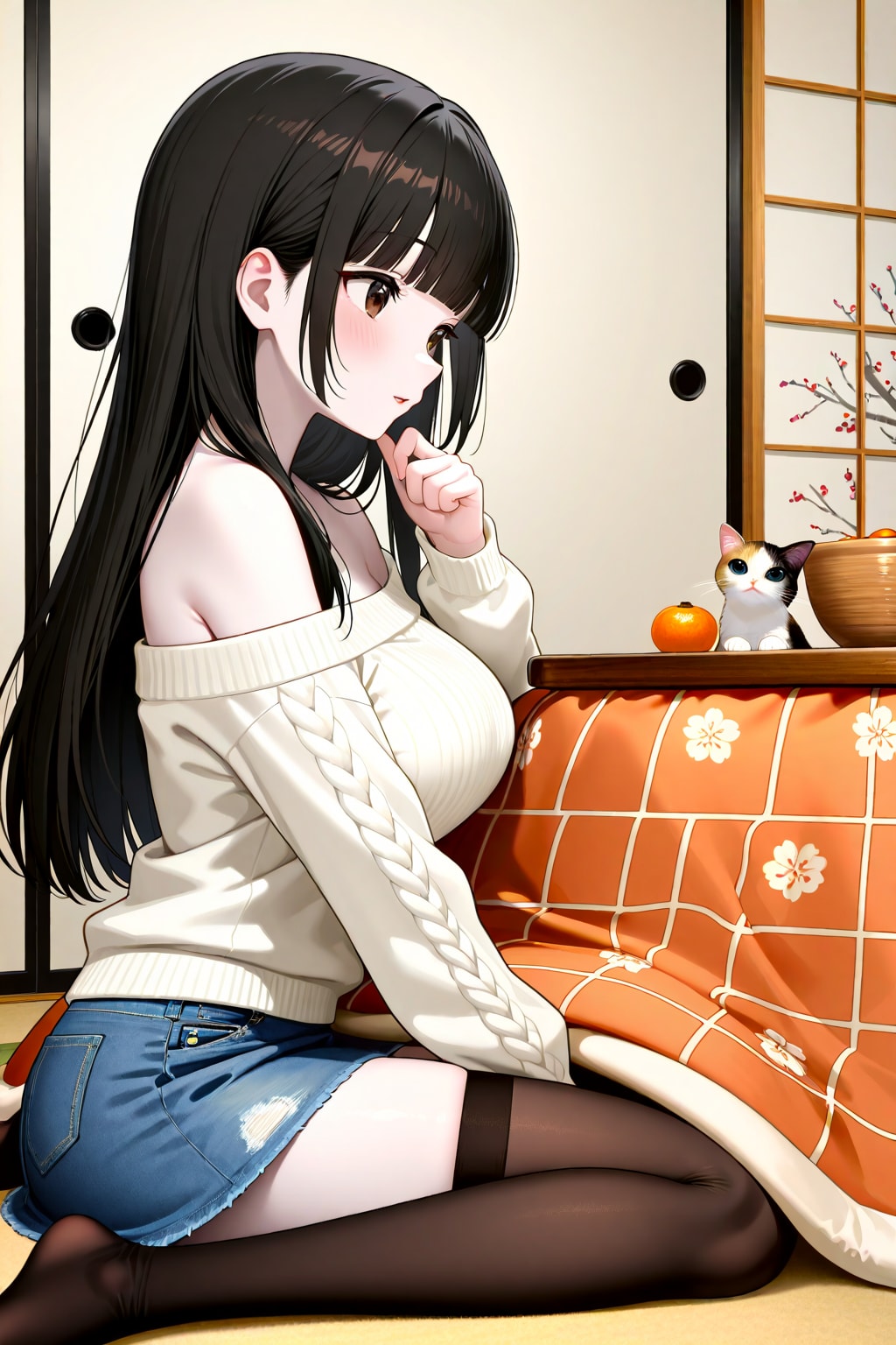 サキちゃんとこたつと子猫