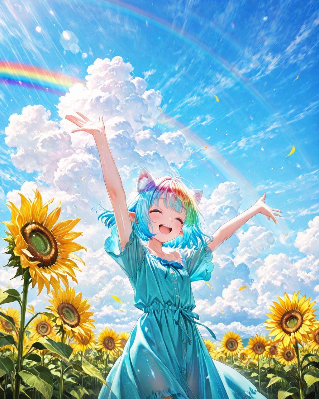 11枚）ヒマワリとの虹