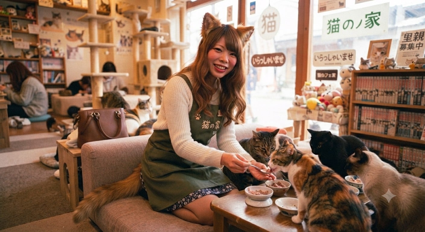 猫カフェで働き始めた