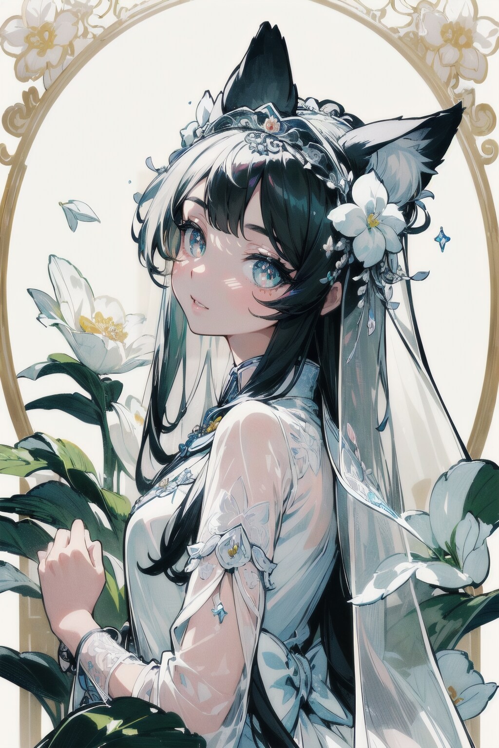 好みの感じのモデル見つけたのでお試しネコ耳女の子（黒髪）