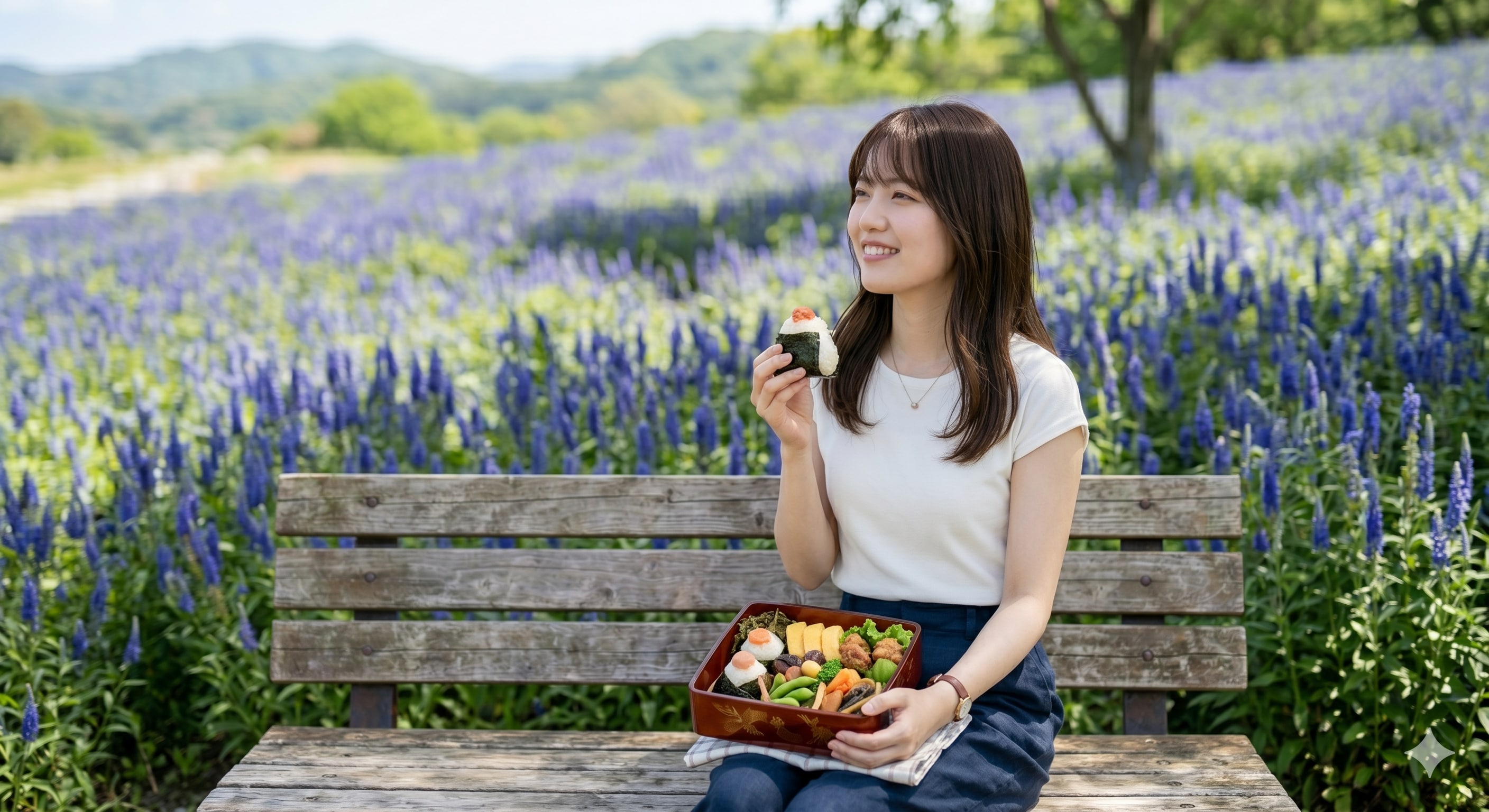 ベロニカ花畑でおにぎりの日