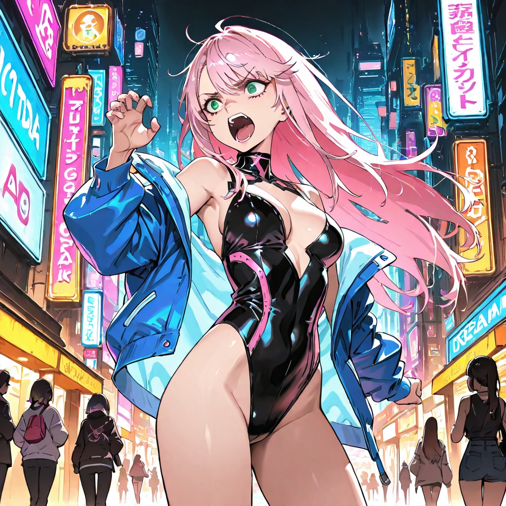 ネオンの夜に叫ぶモデル