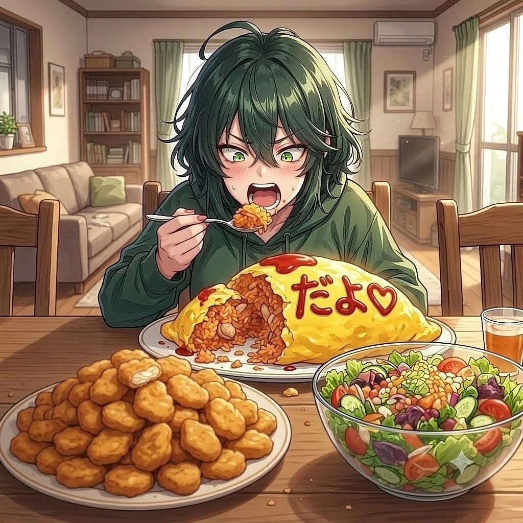 黒臣翠ちゃんvs巨大オムライス