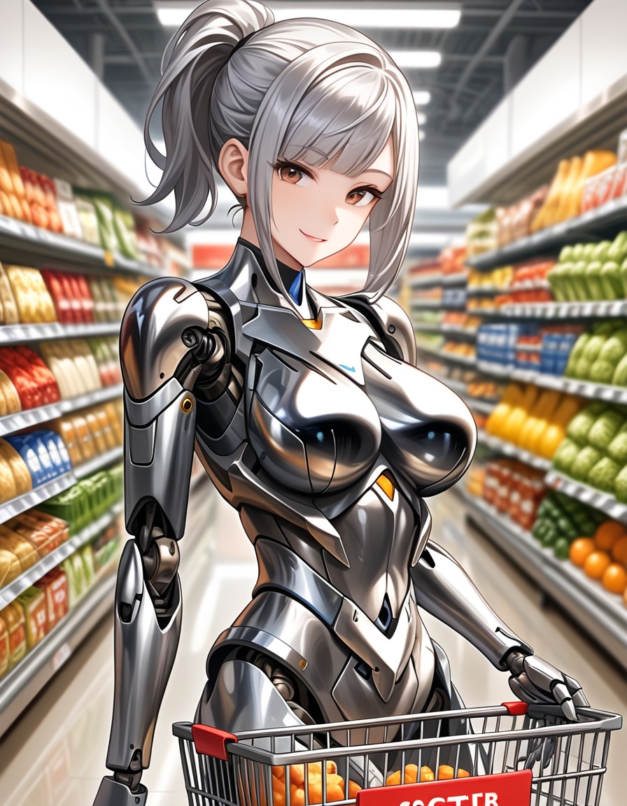 買い物するメカ子 | の人気AIイラスト・グラビア