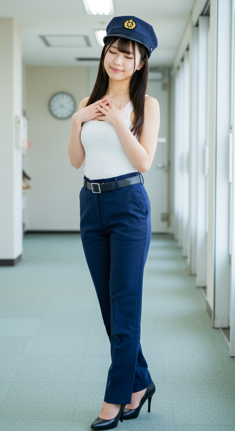 リアルかっこかわいい婦警のロマンティックな憩い