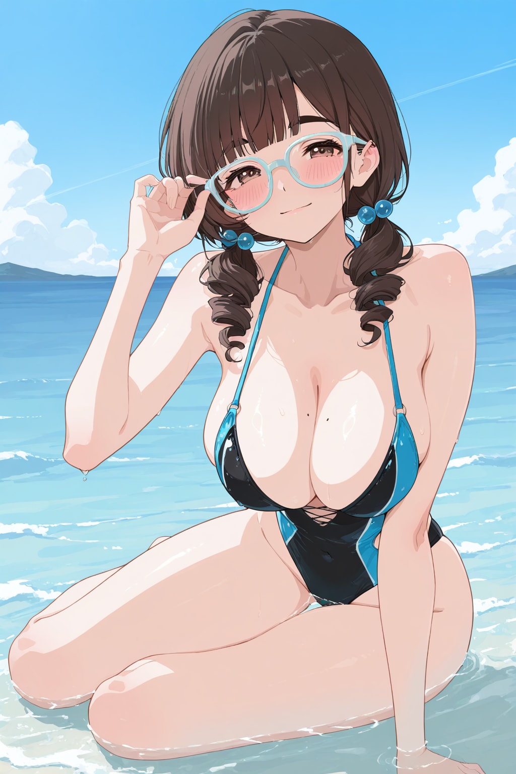 美人で巨乳のメガネ