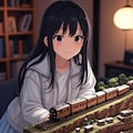 鉄道模型を眺める女の子 2枚目