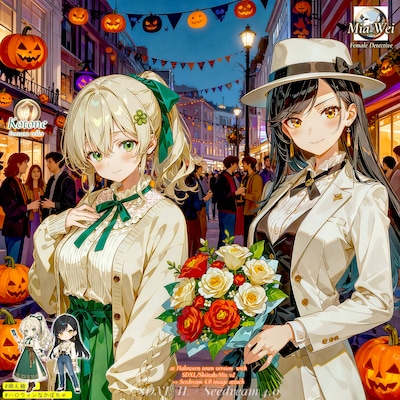 ハロウィンとかぼちゃの街 (Seedream 画像元生成で複数人を検証)