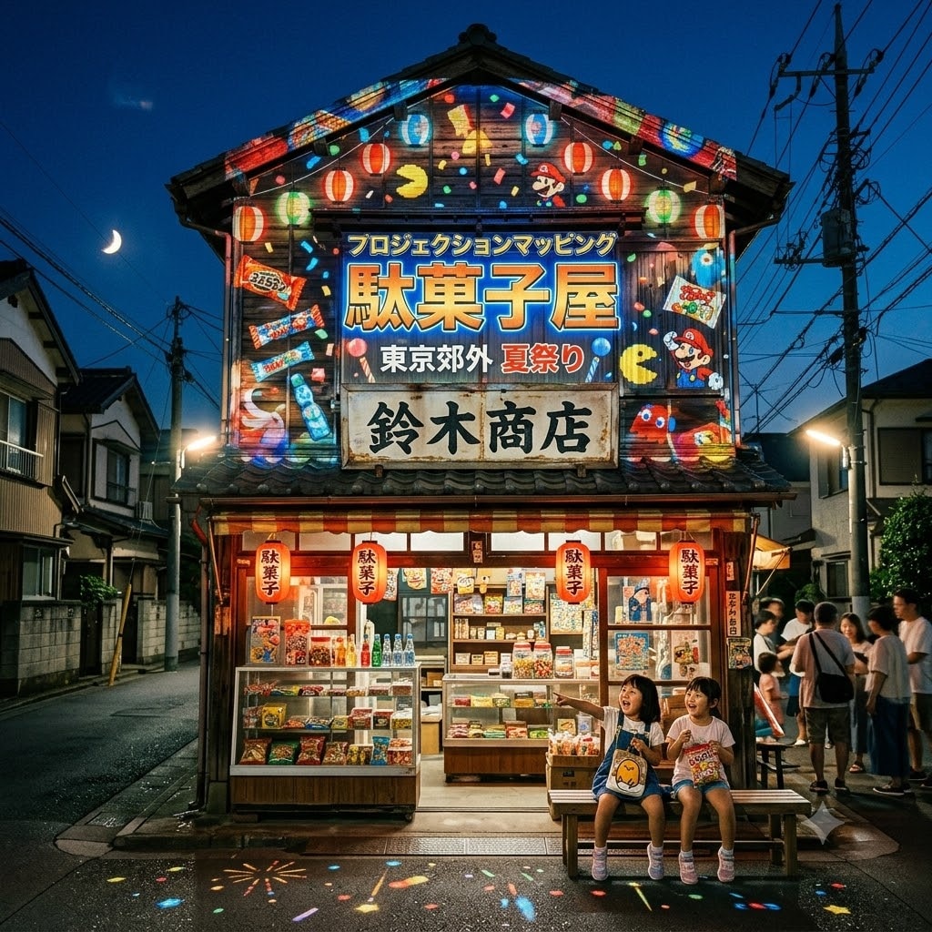 プロジェクトマッピング駄菓子屋