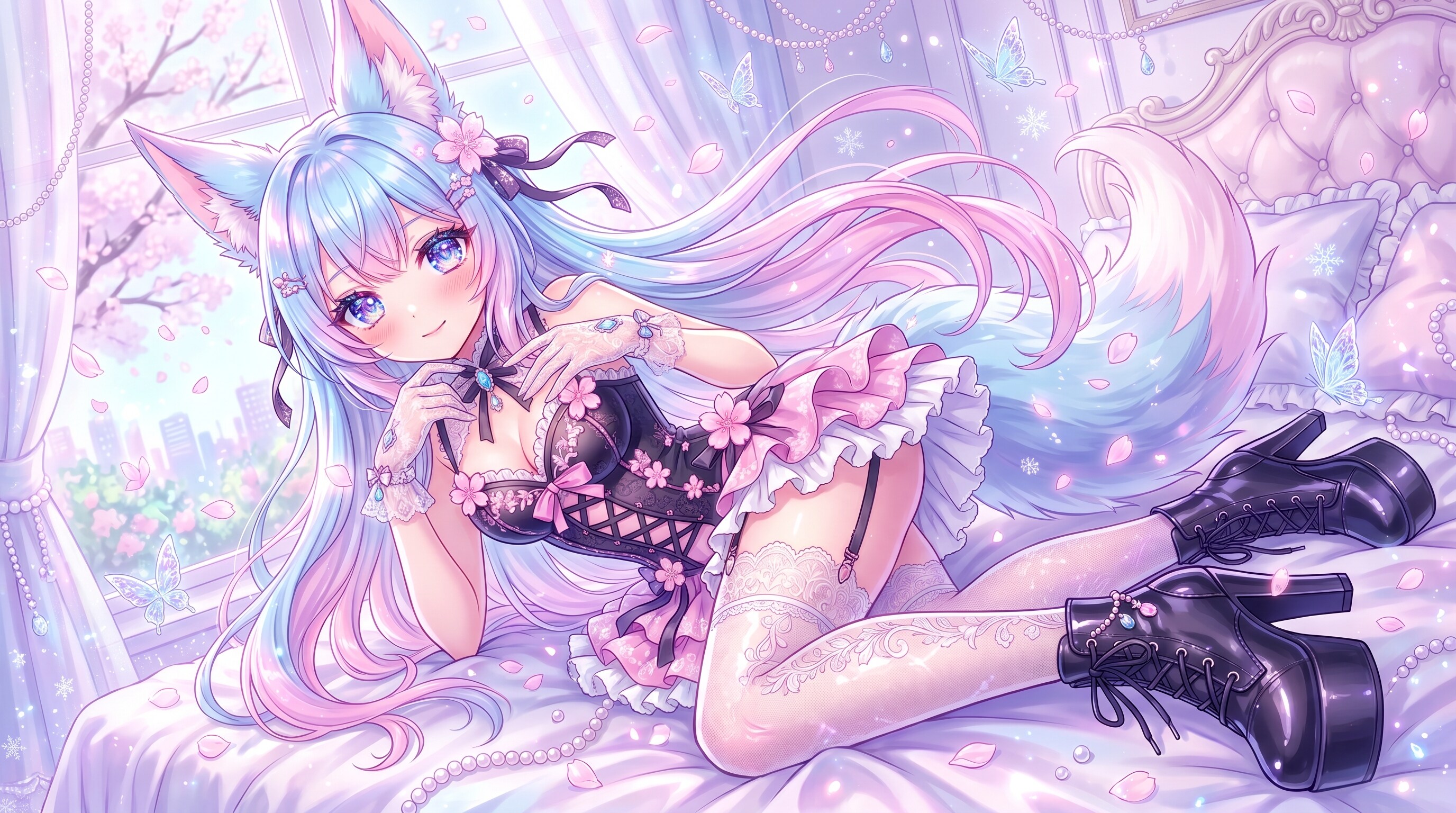 桜霞の狐姫微睡