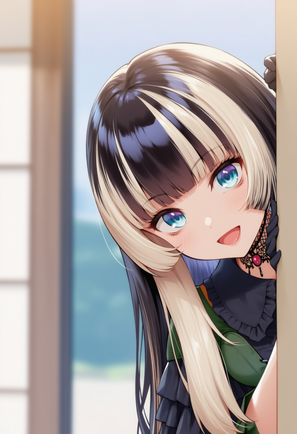 らでんちゃんが物陰からジッと見つめているだけ