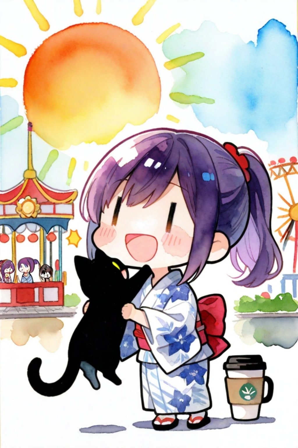 黒髪と紫髪ちゃん