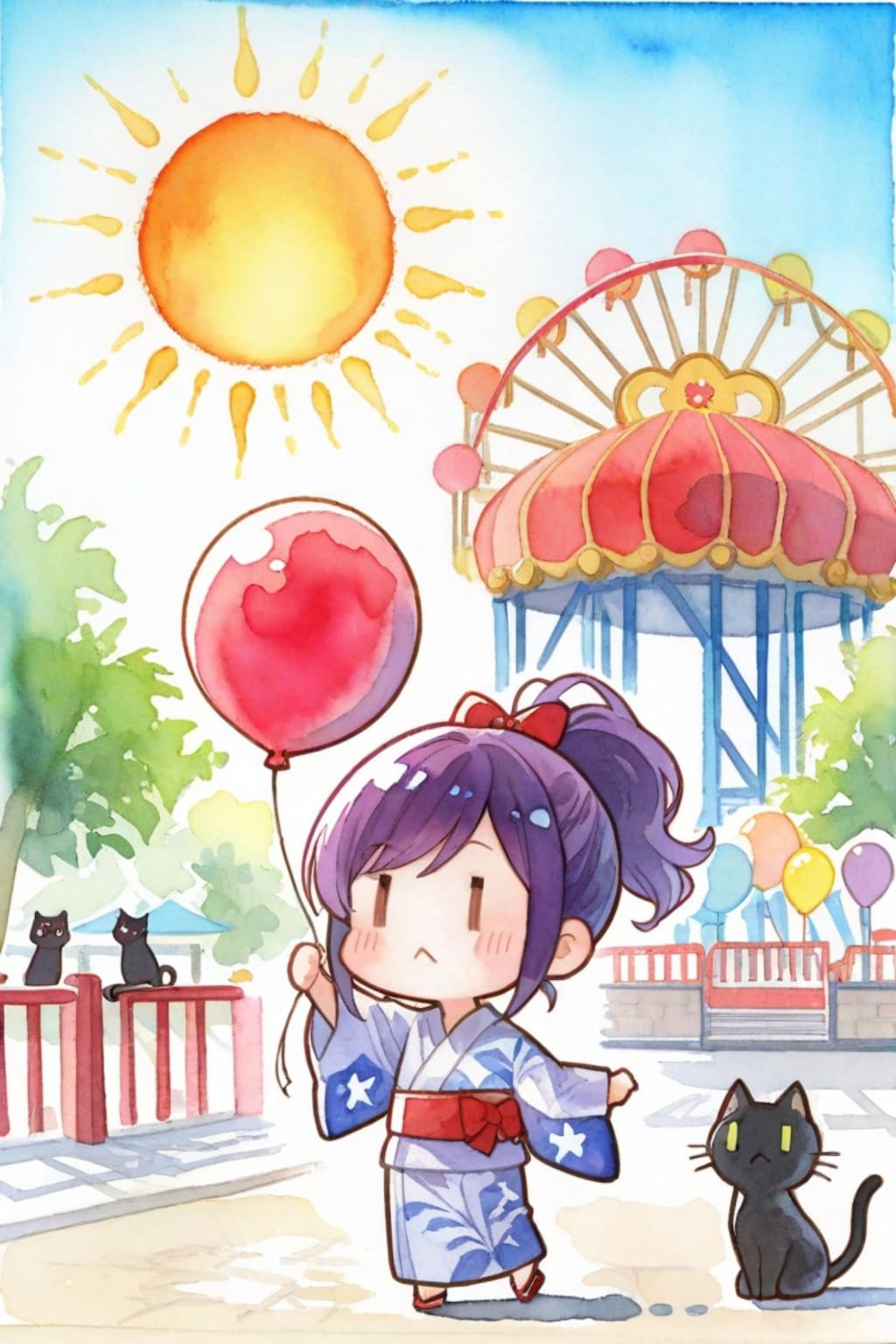 黒髪と紫髪ちゃん