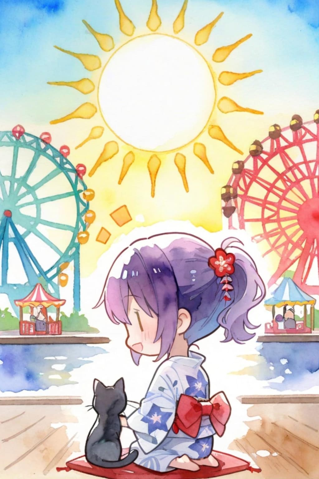 黒髪と紫髪ちゃん
