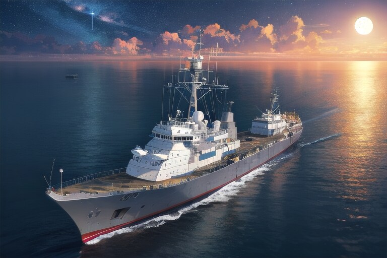 軍艦と夜空