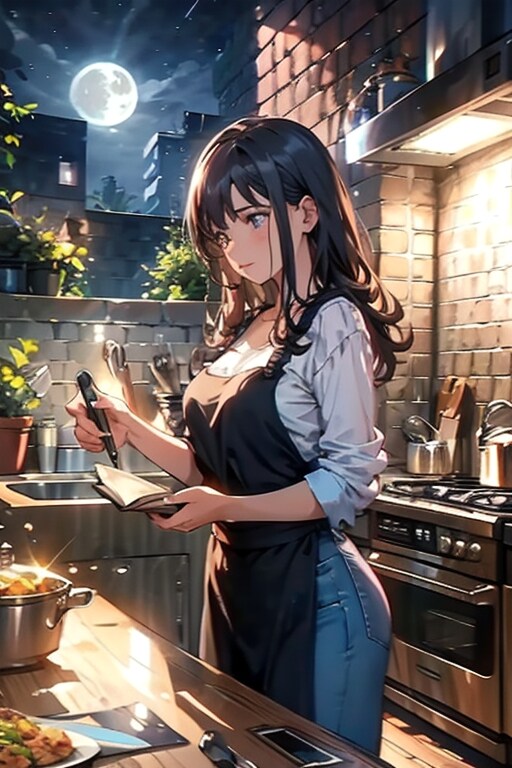 月夜のキッチン | の人気AIイラスト・グラビア