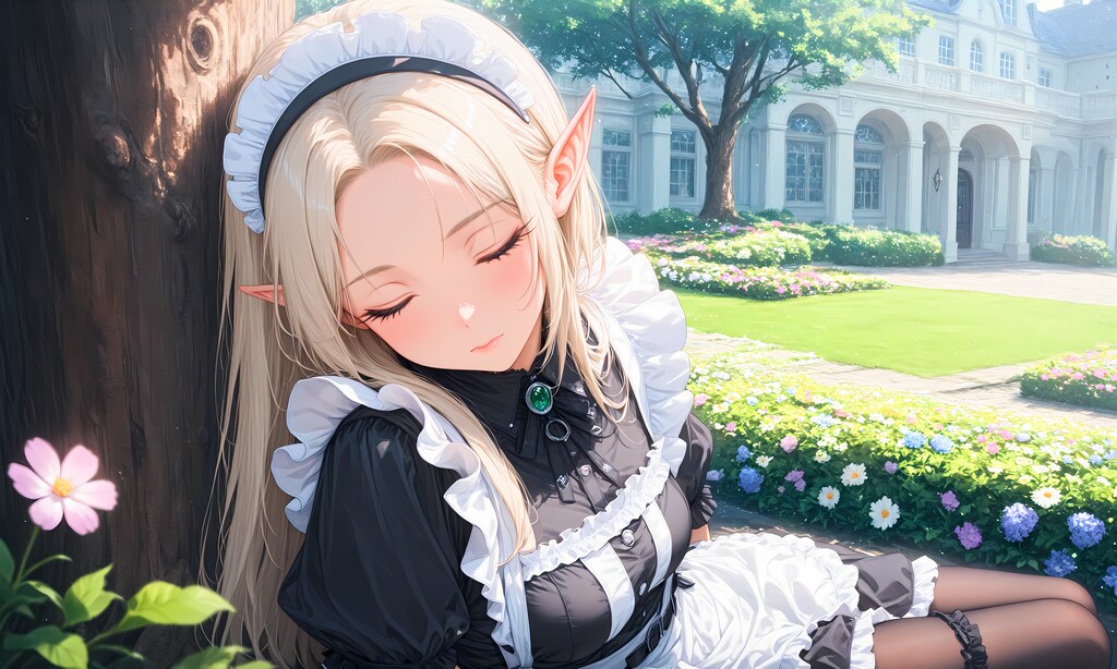 エルフメイドさん小休止中