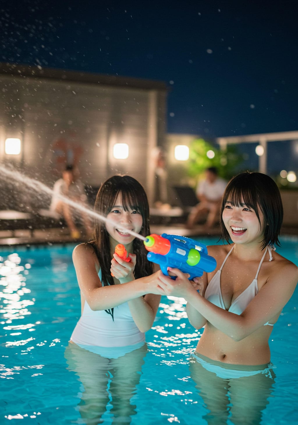 ナイトプールでウォタガン大会